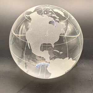 Oleg Cassini Clear Crystal Globe Art Piece